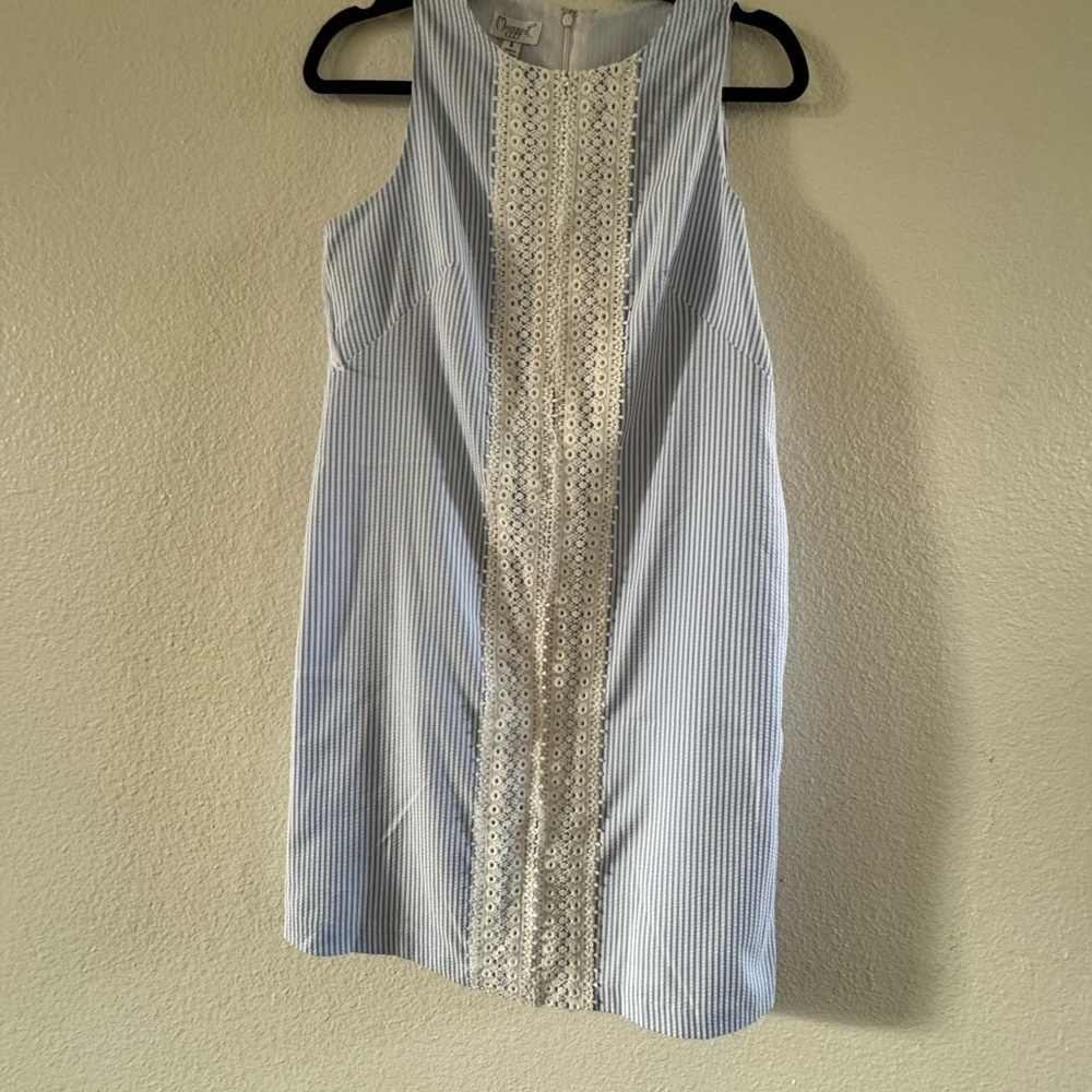 Maggy London Blue and Cream Mini Dress